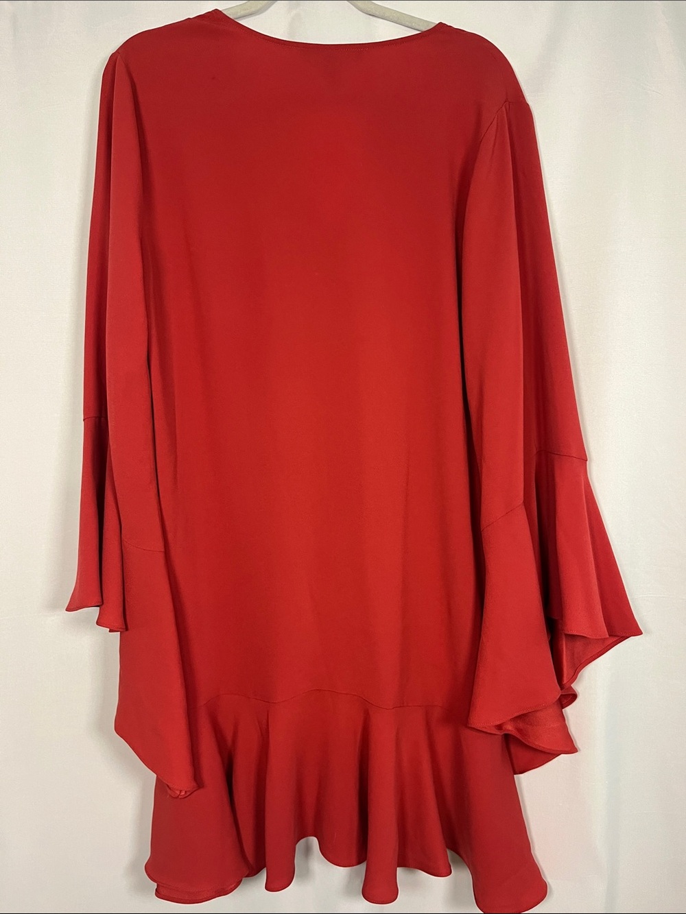 BCBGMAXAZRIA Teegan A-line long bell sleeve ruffle flowy dress rosewood sz m - Picture 6 of 7